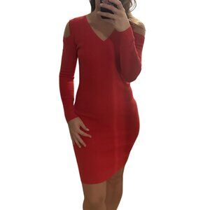 Ralph Lauren Red Sweater Dress Cold Shoulder